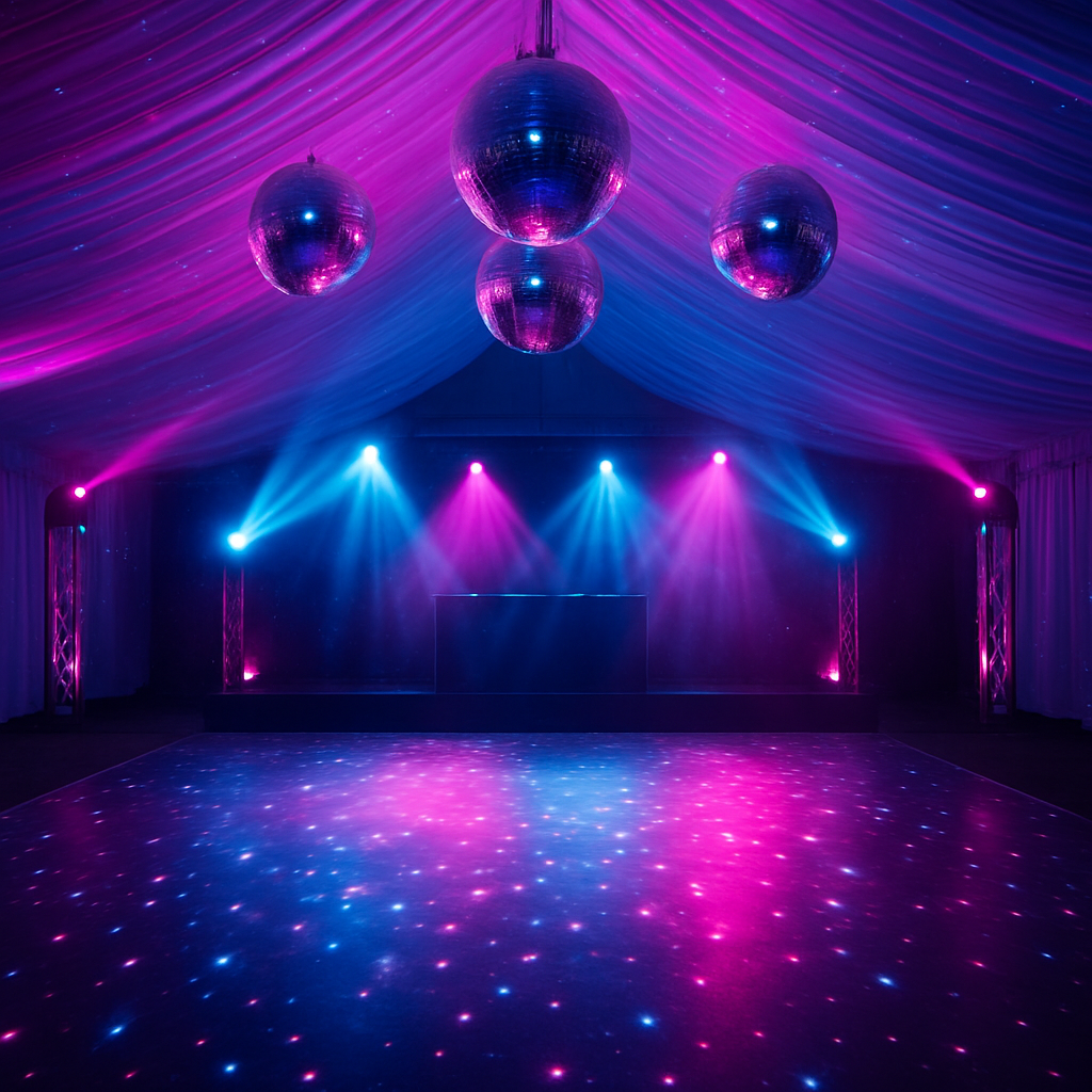Pista de baile con luces de fiesta